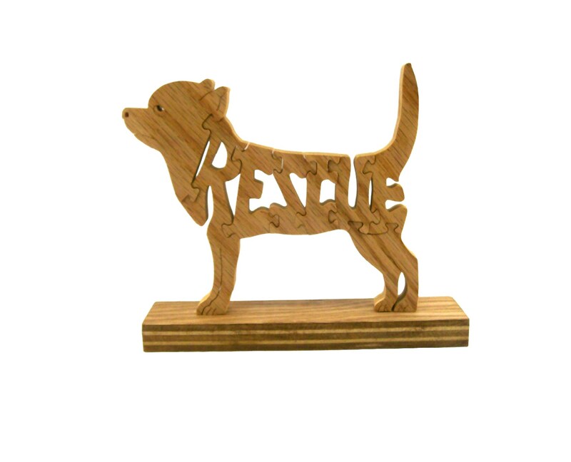Rescue dog puzzle, wooden rescue dog puzzle, wooden dog puzzle rescue, shelter dog puzzle, games and puzzles, wooden animal shaped puzzle